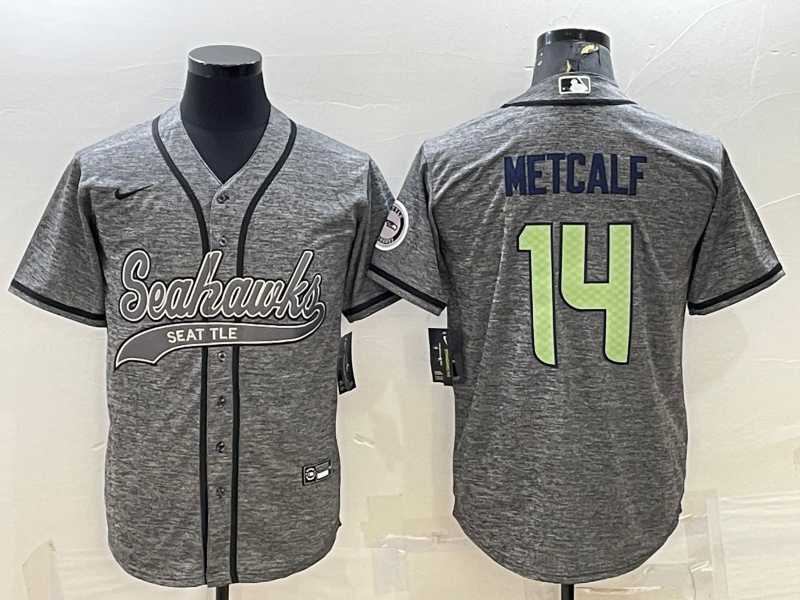 Men%27s Seattle Seahawks #14 DK Metcalf Grey Camo With Patch Cool Base Stitched Baseball Jersey->seattle seahawks->NFL Jersey